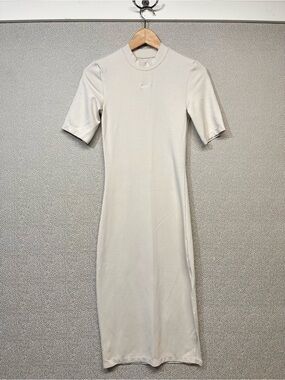 XS Nike Women's Cream/Oatmeal Short-Sleeve Midi Bodycon Dress